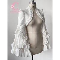 Classic Lolita Jacquard Ruffle Bolero Coat Elegant Gothic Long Sleeve Layered Frill Shoulder Cape Top Vintage Palace Jacket New