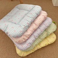 Cute Soft Checkered Bow Pet Bed Universal Four Season Usage Dog and Cat Cotton Mattress Furniture and Accessories for Pets.