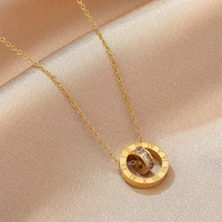 LUXUSTEEL Roman Numerals Full Zircon New Style Small Waist Personalized Fashion Simple Collarbone Chain Women's Necklace
