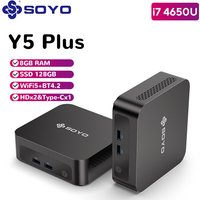 SOYO Y5 Plus Mini PC Intel i7 4650U CPU with Win11Pro 8GB RAM 128GB M.2 SSD Supports Dual 4K Displays Type-C for office&business