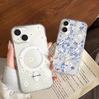 Magnetic Magsafe Wireless Charge Casing For Iphone 17 16 Pro Max 17 Air 15 14 12 13 11 Pro Max 16 Plus 13 mini Case Cover Flower