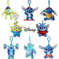 Original Disney Stitch Lotso Sullivan Woody Plush Dolls keychain Angel Stitch Mr.Q Alien Stuffed Toy Pendant Kids Birthday Gift