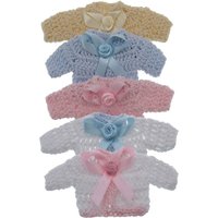 6/12Pcs Mini Cotton Crochet Knitting Sweater Ribbon Fabric For Baby Shower Baptism Toy Dolls Crafts Table Party Decoration
