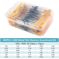 300/600PCS 30Values 1/4W Metal Film Resistor Kit with Box 10Ohm ~1M Resistance 1% Set of Resistors Film Resistor Kit box