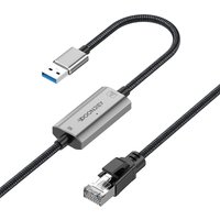 USB to Ethernet Adapter USB to RJ45 Nylon Braided Male Cable Gigabit LAN Network Adapter Compatible for MacBook Pro Smartphone