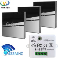 Wenqia Smart Home Touch Button Switch Wireless 433mhz Remote Controller Light Glass Wall Panels AC 110V 220V Receiver Lamp Bulb