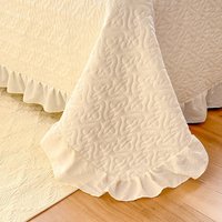 Ruffles Bed Cover Single/Double Bedspread Solid Color Bed Linen Home Soft Mattress Protector 침대 커버 (Pillowcase Need Order)