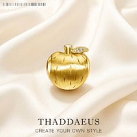 Bead Apple Gold Color 925 Sterling Silver Charms Europe Jewelry Accessories Gift For Women
