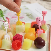 10pcs-Cartoon cute fruit fork lunch lunch fork lunch box decoration reusable snacks cake dessert lunch