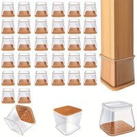 32pcs square chair leg floor protection cover with brown felt silent pad, suitable for chairs, tables, etc. Anti-slip furniture