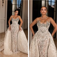 Generousl Mermaid Wedding Dress Crysta Sleeveless Bridal Dress With Tulle Detachable Train Noble Customized vestidos de novia