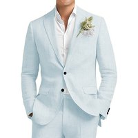 Elegant Men's linen Suits Notched Lapel 2 Pieces Blazer and Pants Set Classic Tuxedo Suits for Men Wedding Dresses Business
