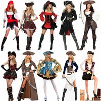 Adult ex Caribbean Pirate Costume loween Cosplay Masquerade Ball Pirate Captain Outfit Men's Women's Par Performance...