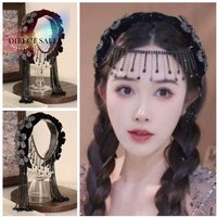 Korean Style Braid Flower Hair Hoop Exquisite Rhinestone Wide Hair Band with Tassel Sweet Elegant Headband Ladies Hairpin