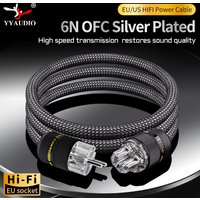 Hi-End AC Power Cable 6N OFC Silver Plated Hifi Audio US/EU Power Cord Pure Copper Power Cable Connection Filter CD Amplifier