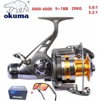 OKUMA Metal Wire Cup Fishing Reel 20KG9+1BB Front and Rear Brakes for Long-distance Sea Fishing Vessel 3000-6000