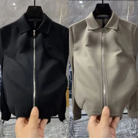 Autumn and Winter New Men's High-end Light Luxury Fashion Solid Color Simple Casual Trend Versatile Zipper Lapel Jacket Top