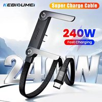 KEBIDUMEI 240W PD Fast Charging Type C to Type C Cable USB-C To Type-C Cable With Foldable Stand Phone Holder For HUAWEI iPhone