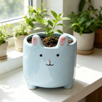 1pc Succulent Cartoon Flowerpot Ceramic Breathable Simple Plant Creative Rabbit Flowerpot