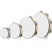 Miwayer Wooden Tambourine with Metal Jingles - 4/6/8/10 Inch Handheld Percussion Instrument for Music Class, Band & Church Choir