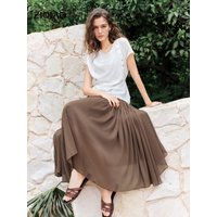ZIQIAO 2026 Summer Womenโs Asymmetric Wrap Two Piece Set, Cowl Neck Top & Midi Skirt Co-ord for Literary Chic Poetcore Style