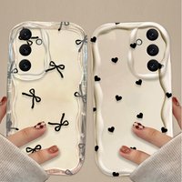 Black Bowknot Heart Case for Samsung Galaxy A16 A06 A55 A35 A25 A15 A05 A05S A54 A34 A24 A14 A73 A53 A33 A23 A13 A52 A32 A22