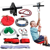 Wire pulley set outdoor DIY slide rope slide rope hand-held pulley with swing crossing