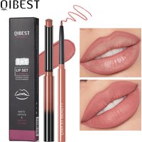 2PCS Lipstick Lipliner Makeup Sets Waterproof Matte Nude Lipstick Pencil Lasting Sexy Red Lip Stain Nourishing Lipliner