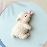 Closed-Eye Smiling Little Sheep Silicone Mold, Fluffy Curly Hair Bow-Shaped Little Sheep Mold, Fondant Chocolate Making Mold