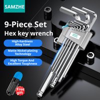 SAMZHE 9pcs Allen Key Set Universal Industrial Ball End Hex Key Set High-strength Steel Allen Wrenches for Automotive Machinery