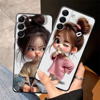 Soft Phone Cover Case for Samsung Galaxy A22 A52 A32 A35 A24 A55 A26 A72 A51 A73 A23 A53 A25 A71 A41 A36 Cartoon Girl Pattern