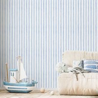 Baby Blue Striped Wallpaper, Watercolor Stripes Wallpaper Peel and Stick Or Traditional Unpasted Wall Paper Roll For Kids