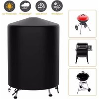 Outdoor Black Waterproof BBQ Cover Heavy Duty Dust Protective Grill Cover Fire Pit Stove Round Gas Charcoal Electric BBQ Cover
