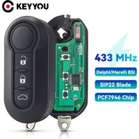 KEYYOU Replace Smart Remote Key For Fiat 500 Doblo Qubo Grande Punto 2006-2013 Delphi / Marelli BSI System 433.92ASK PCF7946