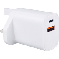 20W PD QC 3.0 White Fast Charger USB C & USB A Portable Wall Power Adapter for iPad iPhone Samsung Mobile Phone Tablet Charger