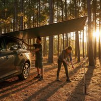 Car Side Awning Silver Coated Suction Suction Pad Car Tarp Vehicle Side Sun Shade Protection SUV Tailgate Shade No Roof Rack
