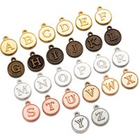 26pcs 12mm Mixed Initial Alphabet Letter Charms A-Z Pendant for DIY Jewelry Bracelet Necklace Crafts Making Supplies