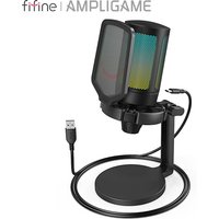 AmpliGame by FIFINE USB Gaming Microphone with RGB,Gain Knob,Touch Mute,Streaming Podcast Condenser Mic for PC,Switch,PS5-A6NEO