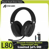 Attack Shark L80 Tri-Mode-Gaming-Headset, leicht, 180 g, 5.1-Kanal-HiFi-Stereo-Surround-Sound, steckbares Mikrofon