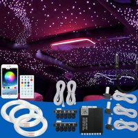 12V Samochodowa Modifikacja Sufitu z Efektem Gwieździstego Nieba za pomocą Światłowodów, Sterowanie Aplikacją Bluetooth, Pełny Panoramiczny Gwieździsty Sufit z Dzielonymi Liniowymi Źródłami Światła,