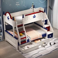 ww-Queen Loft Bunk Bed Luxury Kids King Size Baby Bed Step Ladder Bed 120x190cm Kids Frame Letto Soppalco Bedroom Furniture