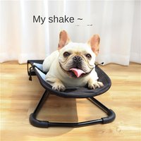 Pet Rocking Bed Spring Sofa, Elevated Folding Pet Chair for Sunbathing, Suitable for French Bulldog Teddy Dogs Under 30lbs