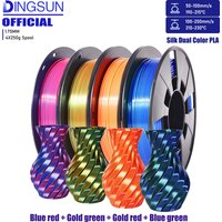 3D Printer Filament Silk Dual Color PLA Filament 1.75mm +/- 0.02mm, Bicolor PLA 3D Printing Filament Bundle 250 x 4 Spools