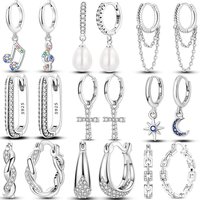 Genuine 925 Sterling Silver Crucifix Earrings Fit Original Charms Hoop For Women girls Stud Earring Fine Jewelry Gifts