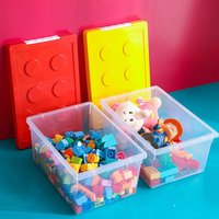 Large Particle Building Blocks Storage Box-Transparent Plastic Organizer with Lid, Sorting & Stacking Toy Container for Kids