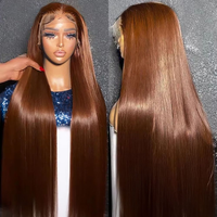 200% Chocolate Brown Straight 13x4 13x6 Hd Lace Frontal Wig Brazilian #4 Colored Human Hair Wigs For Women Preplucked 30 38Inch