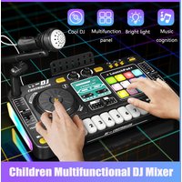 Multifunctional DJ Turntable with Microphone Simulation DJ Mixer Bluetooth Electric DJ Player Music Entertainment Gift for Kids
