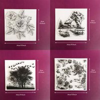 Vintage Rose/Farmhouse/Trees/Birds/Flower Pattern Rubber Stamps for Card Making, Scrapbooking, DIY Craft, Journaling Album Decor