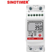 SINOTIMER Single Phase AC 230V 60A Electricity Energy Meter KWH RS485 Modbus Current Voltage Power Measurement 2P Solar PV Meter