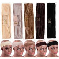Wig Band Adjsutable Wtih Hooks Black Velvet Non Slip Wig Grip Headband For Wigs Hold Comfortable Edge Laying Scarf 1pcs